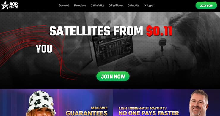 Main display from ACR Poker, a major player among US-friendly poker sites.